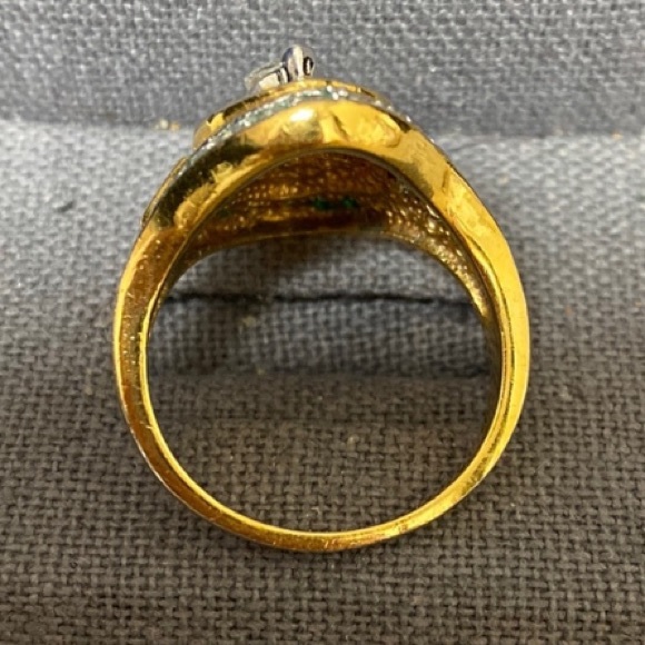 vintage gold plated ladies rhinestone cluster cocktail ring -size 9.5 - Picture 5 of 11